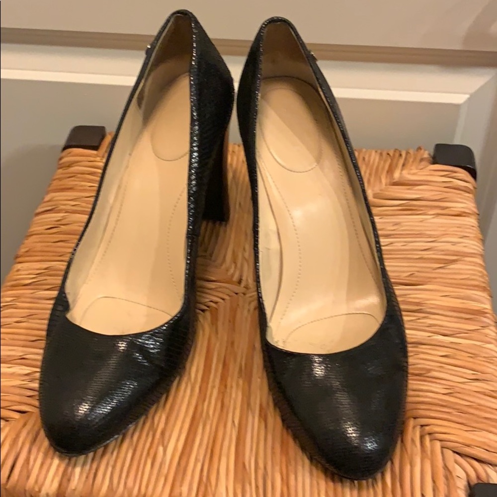 Calvin Klein black pumps, 3”  heel, signs of wear